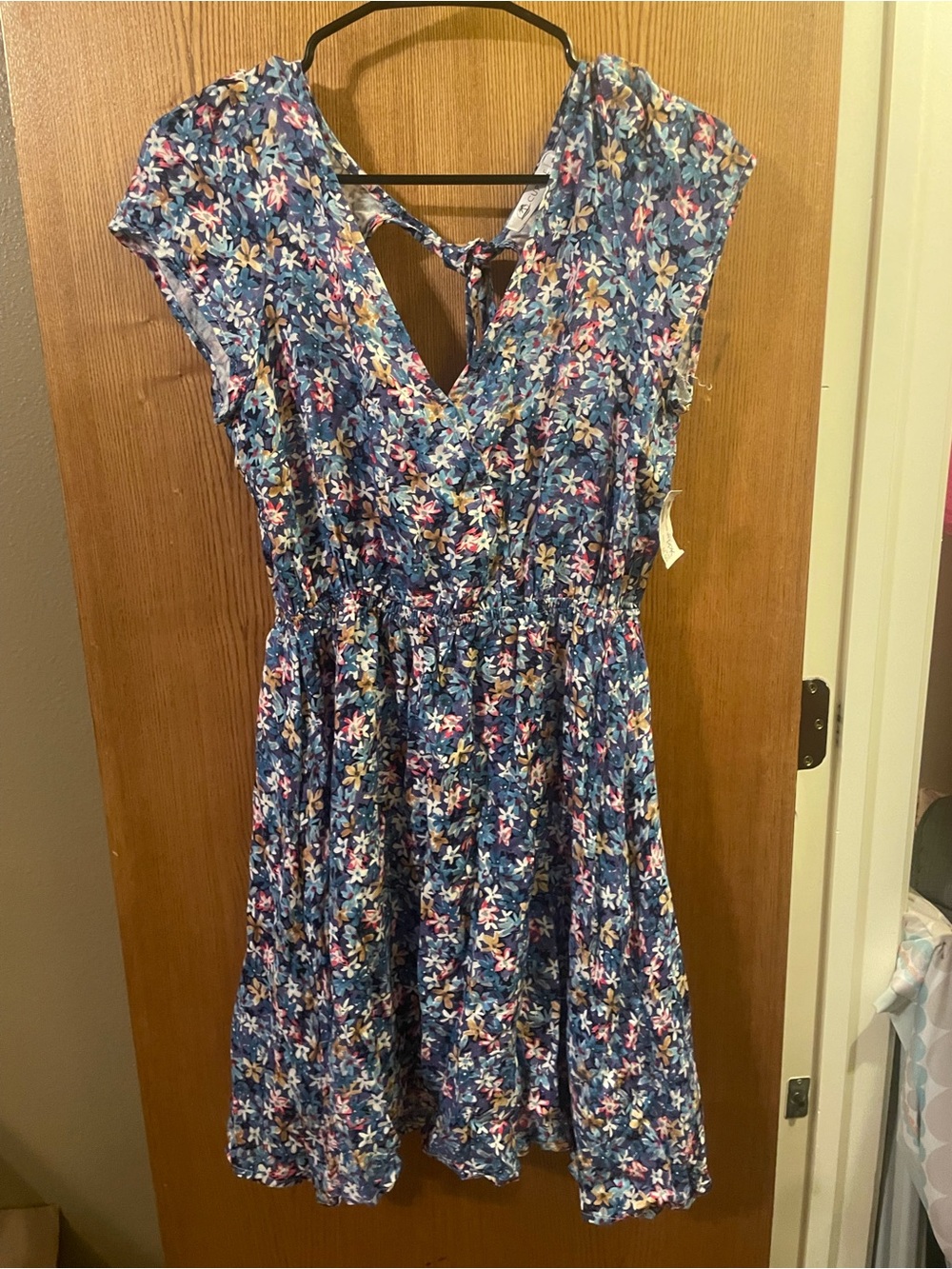 Cupshe Blue Floral Tie-Back Dress